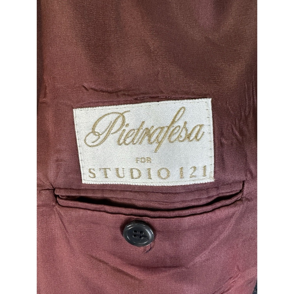 Pietrafesa Blazer Jacket 8 Grey Double Breasted Gold Button Camel Hair Italy - Picture 7 of 8